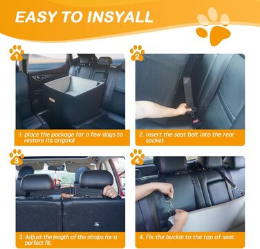 Автокрісло для собак, сіре, велике, до 20 кг, з кишенями для зберігання. Підходить для великих собак та цуценят. Знімне та миється.