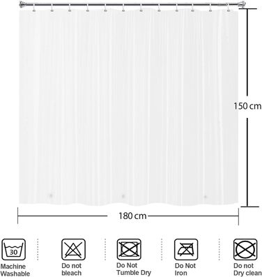 Шторка для душу YISURE, прозора, 120x200 см, з магнітною фіксацією, водонепроникна, для ванни