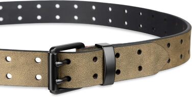 Чоловічий шкіряний ремінь Dickies з подвійною зубчастою застібкою (42-44, оливковий колір, перфорований)