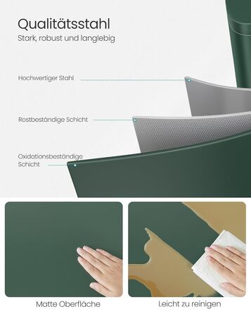 Відро для сміття SONGMICS 50 л, з педальним механізмом, сталеве, з м'яким закриттям, для кухні (Vintage Green)