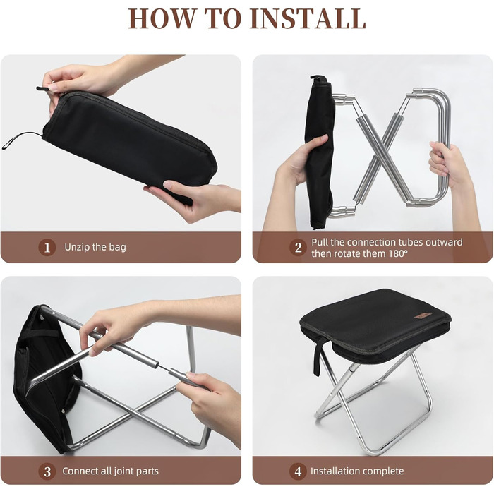 Складний туристичний стільчик для кемпінгу з алюмінію, міні-стілець для відпочинку на природі, риболовлі, пляжу та саду