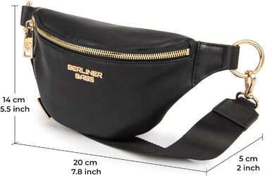 Чоловіча/Жіноча сумка через плече Berliner Bags Preiu Bauchtasche, шкіряна поясна/бананка (Чорний / Золотий, M)