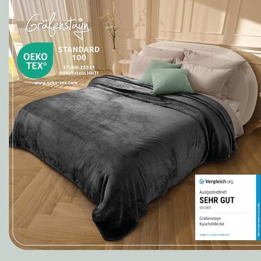 Плед Грaфенстейн® Kuscheldecke Cashmere-Feeling: м'який та пухнастий, теплий флісовий плед 150x200 см (Антрацит)