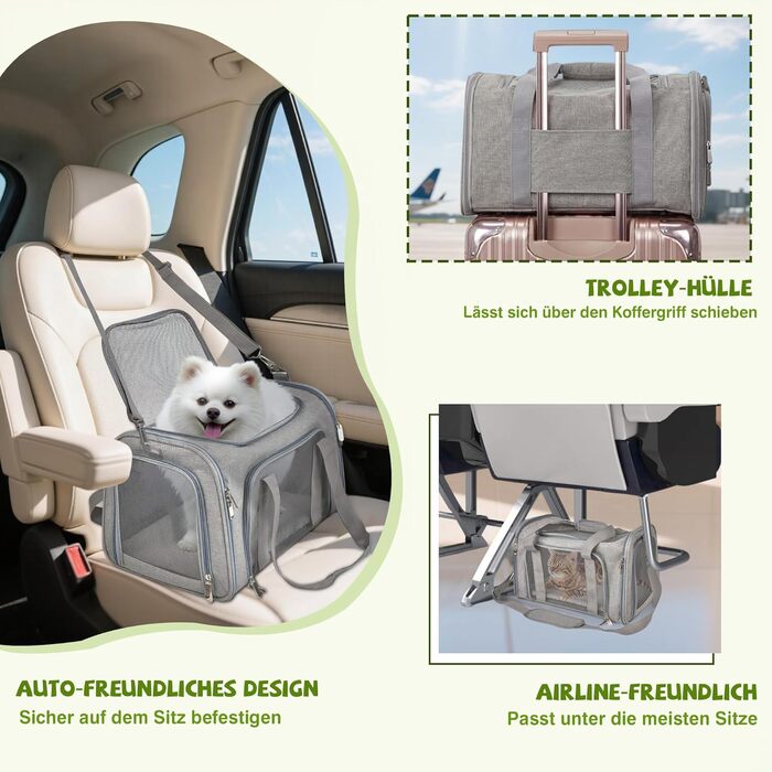 Транслювач для собак та котів ALLSOPETS, складаний, м'який, сірий, для подорожей, походів, кемпінгу