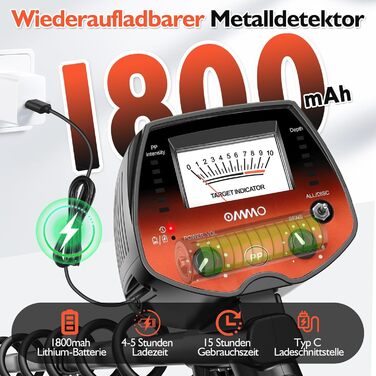 Металодетектор OMMO Pro для дорослих та дітей, USB, водонепроникний, 3 режими, преміум-якість