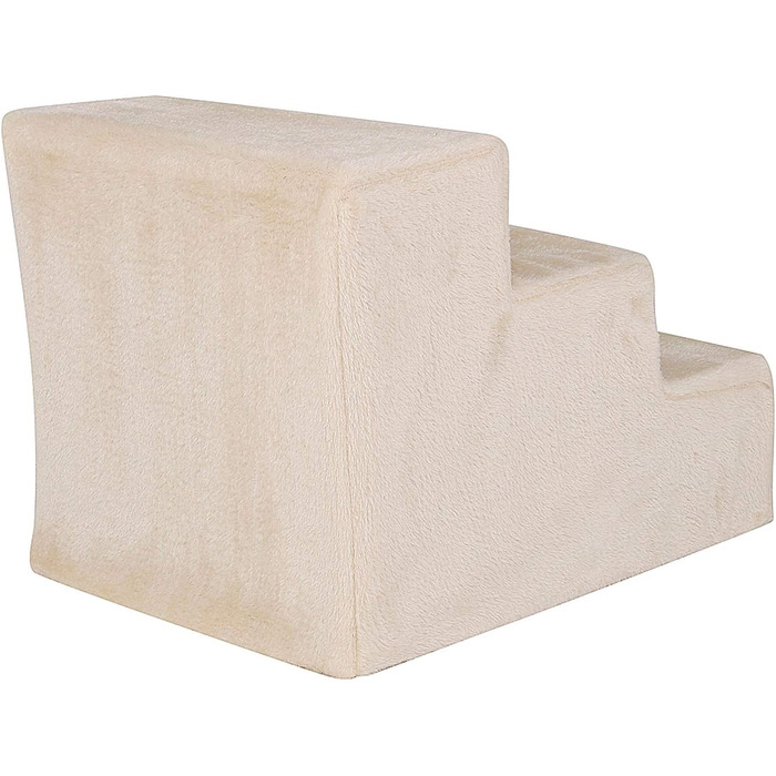 Lionto pet stairs with plush cover, 46x36x4 cm, robust dog stairs with low step height of 10cm, gentle on joints, removable & washable cover, stairs can hold up to 50 kg, beige
