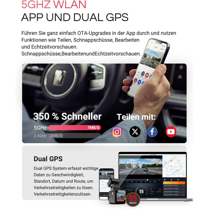 Відеореєстратор VANTRUE E1 Pro 4K HDR STARVIS: Автомобільний відеореєстратор з GPS, Wi-Fi, нічним баченням та паркувальним режимом