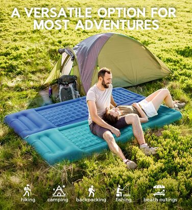 Надувний килимок Isomatte самонадувний з помпою, для кемпінгу, пікніків, пляжу, намету, блакитний, одинарний
