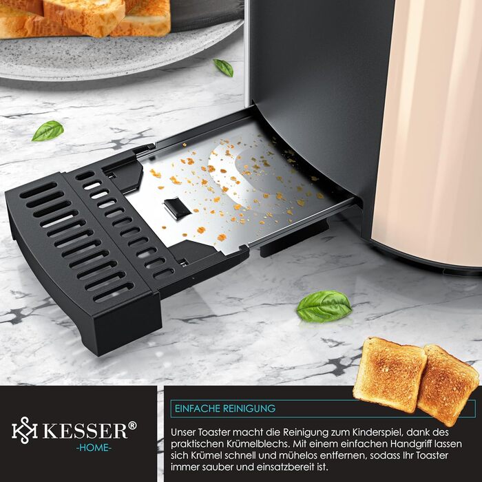 KESSER® Toaster with Roll Attachment, Automatic Long-Slot Toaster with 6 Browning Levels + Defrost & Reheat Function, Automatic Shut-Off, Lift Function, incl. Crumb Tray and Recipe Book, Anthracite Black / Anthracite