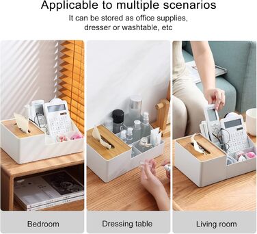 Tissue Box, Tissue Holder Box, Multifunctional Tissue Holder with Stylish Remote Control Desk, Cosmetic Tissue Box for Office Bedroom Car (B grey)