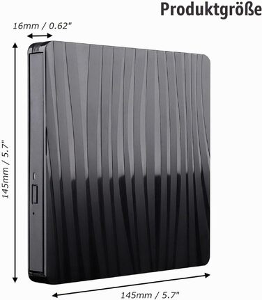 Зовнішній DVD-привід USB 3.0 та Type-C, портативний CD/DVD+/-RW ROM записувач для ноутбука та ПК, сумісний з Windows та Linux