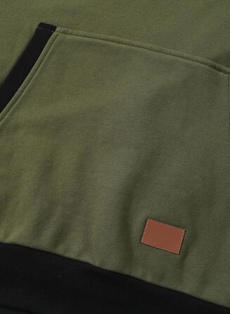 Світшот JMIERR чоловічий з капюшоном, теплий, з кишенею, бавовна, колір зелений