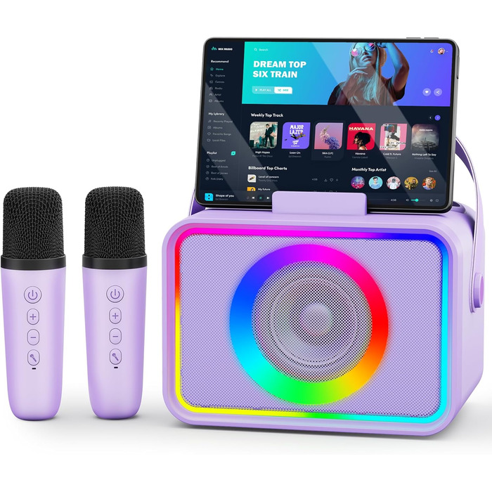 Караоке Машина з 2 Мікрофонами: Портативна Bluetooth Колонка для Караоке з Мікрофонами - Ідеальний Подарунок для Дорослів та Дітей