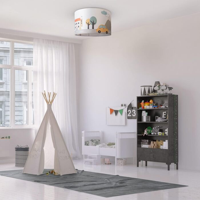Paco Home Pendant Lamp Children's Room Ceiling Lamp Chandelier Baby Room Pendant Lamp Various Motives Boys Girls E27, Color: Design 6 (Ø45.5 cm), Light Type___Color: - White (Street, Ceiling Light)