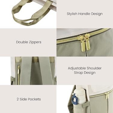 LOVEVOOK Рюкзак для жінок, великий, 15.6 дюймів, рюкзак для ноутбука, шкільний рюкзак, для підлітків, водонепроникний, сумка для роботи, сумочка 2 в 1, сумка для навчання, рюкзак для подорожей, університету, бізнесу, бежевий хакі 15.6' (13,3 дюймів, світл