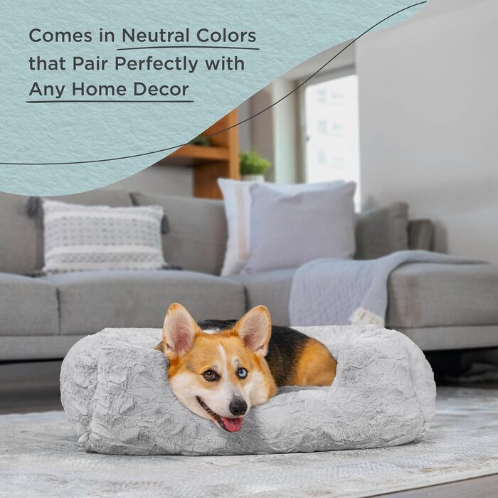 Круглий лежак для собак та котів Sheri The Original Calming Donut, 76x76 см, сірий - заспокійний лежак знімний чохол