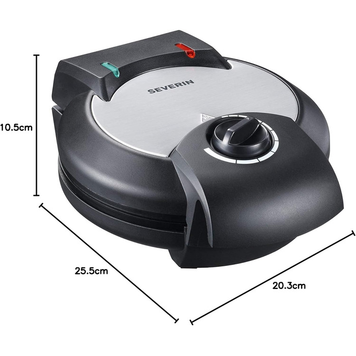 Severin Black Line Heart Waffle Maker - PFAS-Free Coating, Indicator Light, Cord Storage, 1000W