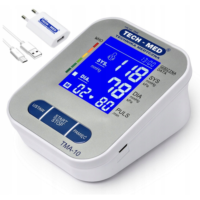 Тонометр на плече TECH-MED TMA-10 з USB-C живленням, індикатором аритмії та чохлом