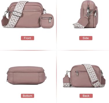 Сумка жіноча через плече крос-боді PU шкіра (темно-рожева) з віднімним ремінцем