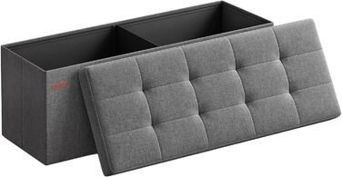 SONGMICS Storage Ottoman, Folding Bench, 38 x 110 x 38 cm Footstool, Storage Box, Load Capacity up to 300 kg, for Living Room, Bedroom, Entryway, Slate Grey LSF77K 110B cm Slate Grey