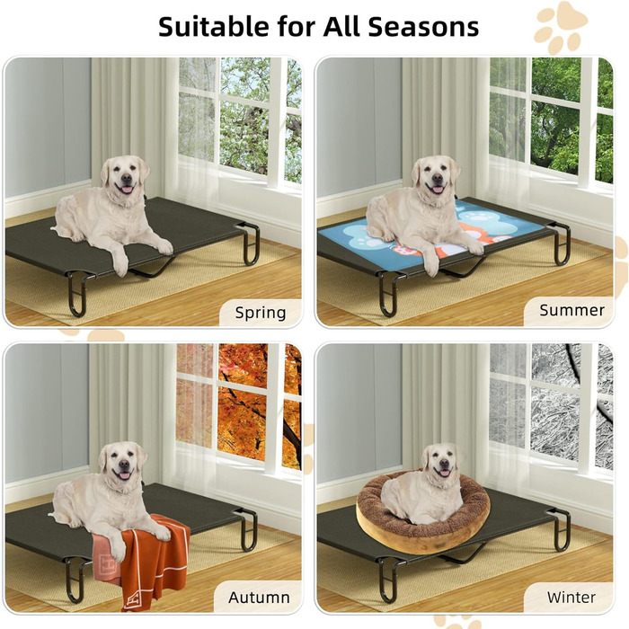 Підвищене собаче ліжко KORIMEFA до 55 кг, Outdoor, миється, для собак середніх розмірів, 122 x 85 x 20 см, з антиковзними ніжками, для дому та саду (XL)