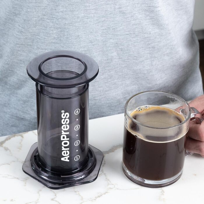 Кавоварка AeroPress Clear 3-в-1: прес, еспресо, френч-прес, портативна, чорна, для подорожей і кемпінгу, без гіркоти