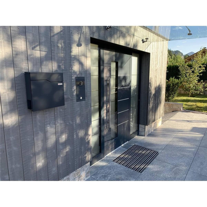 Поштова скринька Metzler Hoffmann антрацит RAL 7016 з табличкою для імені та відділенням для газет - настінна металева порошково-пофарбована, стійка до погодних умов