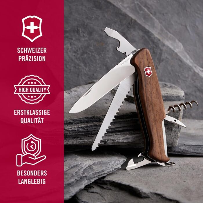 Мультитул Victorinox Ranger 55 - Швейцарський ніж, 10 функцій, з фіксатором леза та викруткою