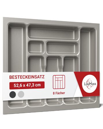 Органайзер для столових приборів LouMaxx 47.3x52.6 см (8 відділень), сірий, для ящиків 60 см - Німеччина