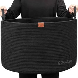 Великий кошик для зберігання GOCAN XXXL з бавовняного каната, чорний, для білизни, іграшок та одягу, D55xH35 см