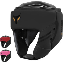 Mytra Fusion Headgear Boxing Headguard with Adjustable Strap - MMA, Muay Thai, Sparring, Karate - XL Black