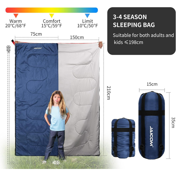 Легкий літній спальний мішок для кемпінгу та відпочинку на природі - для дорослих, зеленого кольору