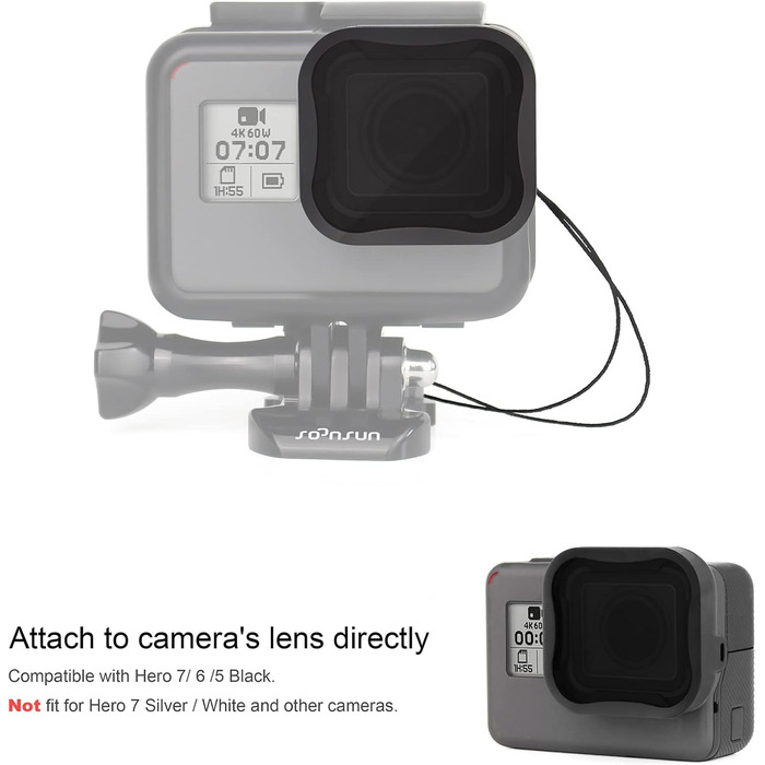 Фільтри для GoPro Hero 7 6 5: Набір SOONSUN (ND8, ND16, ND32, CPL, червоний, маджента) - 6 шт.