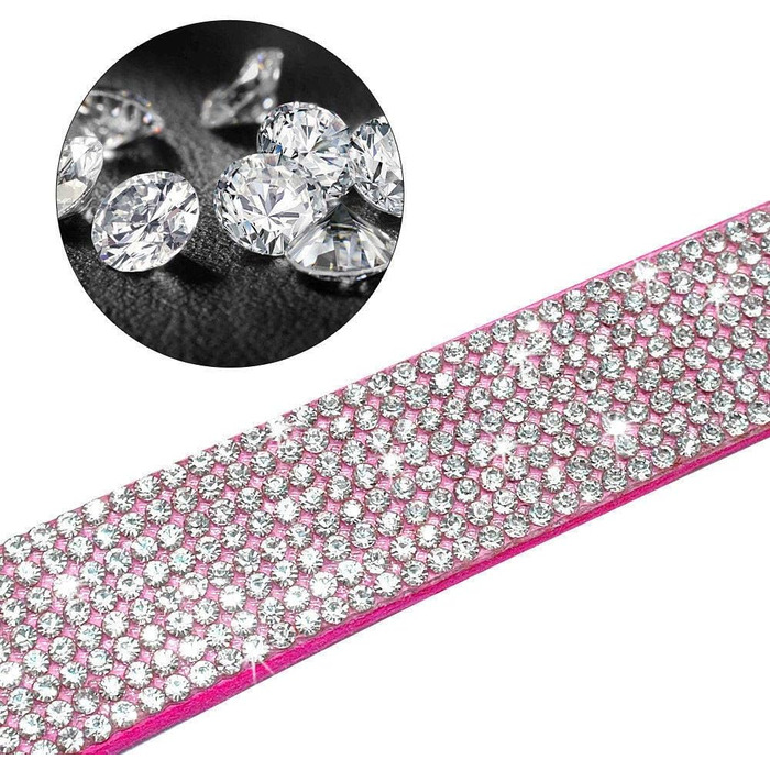 Soft Suede Dog Collar, Shimmering, Sparkling, Elegant, Unique, Embellished with Rhinestones, for Pets, Puppies, Cats, Dogs, Combo Set with Leash (XXS, Black)
