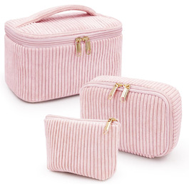 Набір косметичок для жінок: 3 шт. для макіяжу, подорожей та повсякденного використання (рожевий)