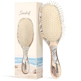 Щітка для волосся AIMIKE без заплутування, розпушувач з м'якими щетинками, безболісна розпушувальна щітка для складних вузлів, особливо делікатна до тонкого волосся, ідеальна для догляду за шкірою голови та масажу LuxeSilk, подушечка-щітка (щітка з подушечкою у вигляді мушлі)