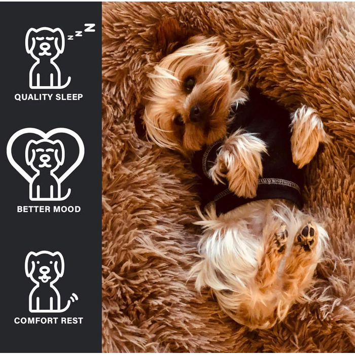 М'яке ліжко для собак, кругле килимок для котів, плюшеве ліжко, зручне гніздо, килимок-подушка, ліжко-донат для собак середніх та великих порід - сірий (50-120см) (100x100x20см, коричневий)