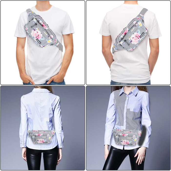 Гірчиця Bauchtasche для жінок та чоловіків, поясна сумка, універсальний розмір, сірий квітка