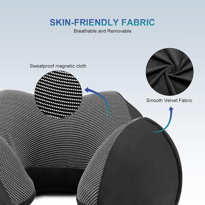 Подушка для шиї Eono з Memory Foam, ергономічна, для подорожей, з маскою для сну та навушниками, чорна