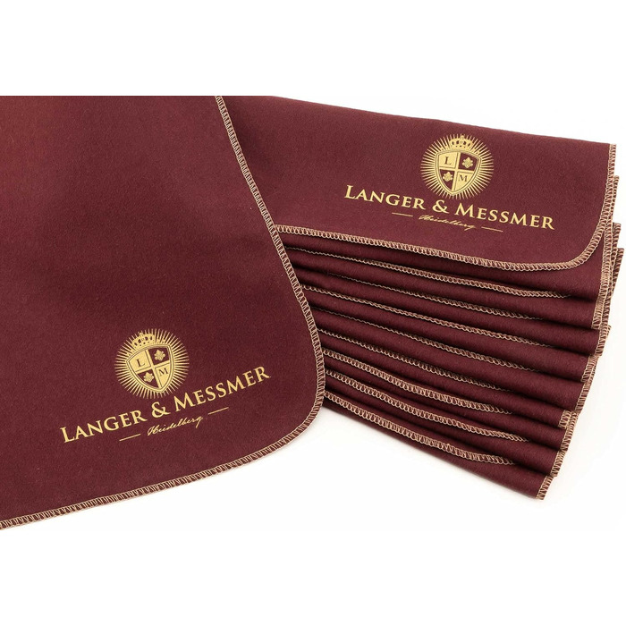 Langer & Messmer Polishing Cloths for Smooth Leather made of 100% Cotton in a Practical Set - The Shoe Polishing Cloth for Professional Shoe Care (Bordeaux | Beige)
