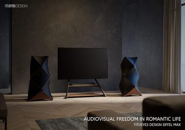 FITUEYES Modern TV Stand for 75-100 inch TVs - Adjustable Height, Swivel, Wood & Metal, Cable Management, VESA 800x600, Eiffel Series