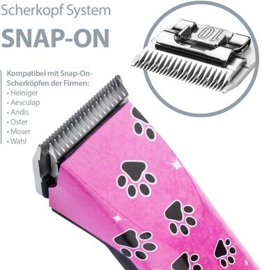 Набір для стрижки собак EHASO HEINIGER Profi Saphir: акумуляторна машинка, насадки, миска (рожевий)