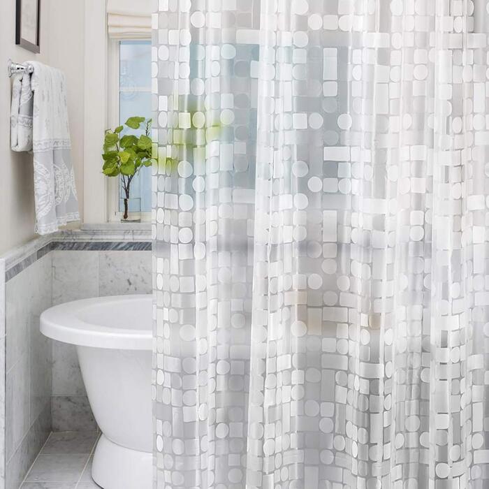 Шторка для душу LEMON CLOUD з антигрибковим покриттям, 183x183 см, водонепроникна, антибактеріальна, PEVA, з магнітною основою та 12 кільцями