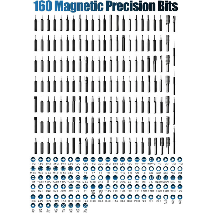 Електрична викрутка QKTYB 181 в 1 з акумулятором, 3.7V, 160 біт, 3 режими, для ремонту iPhone, ноутбуків, окулярів, годинників