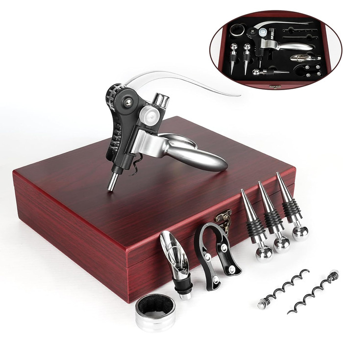 Набір сомельє UCAMP Luxus Wein Öffner з 11 відкривачами для пляшок, аксесуарами для вина (дерев'яна коробка)