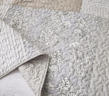 Комплект ковдр Chezmoi Collection Quinn: 3 шт. з квітковим патерном гібіскус, смугастий, з бавовни, легко переться, розмір Queen