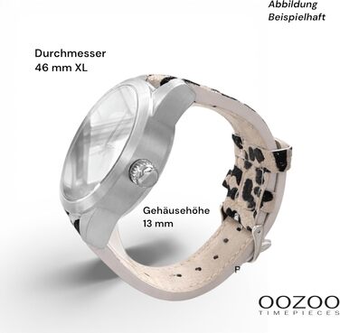 Жіночий аналоговий наручний годинник Oozoo Timepieces з шкіряним ремінцем, круглий циферблат, колір Леопард/Тауп