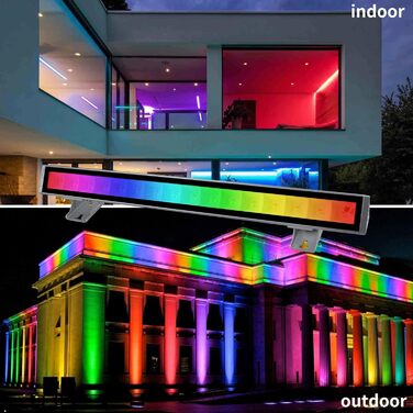 RGB LED Floodlight, 48W RGB Wallwasher Light, LED Bar Light Effects IP66 Waterproof Smart Party Lights with Remote Control and APP Control for Outdoor Indoor Tree Party Garden