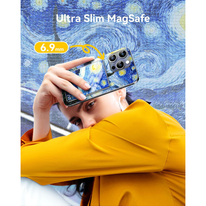 Power Bank MagSafe Ultra Slim 5000mAh, 6.9mm, PD20W - для iPhone, захисне скло Multicolor