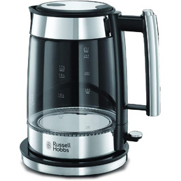 Електричний чайник Russell Hobbs Elegance з нержавіючої сталі та скла, 23380-56, 6 режимів підсмажування, підігрів, розморожування